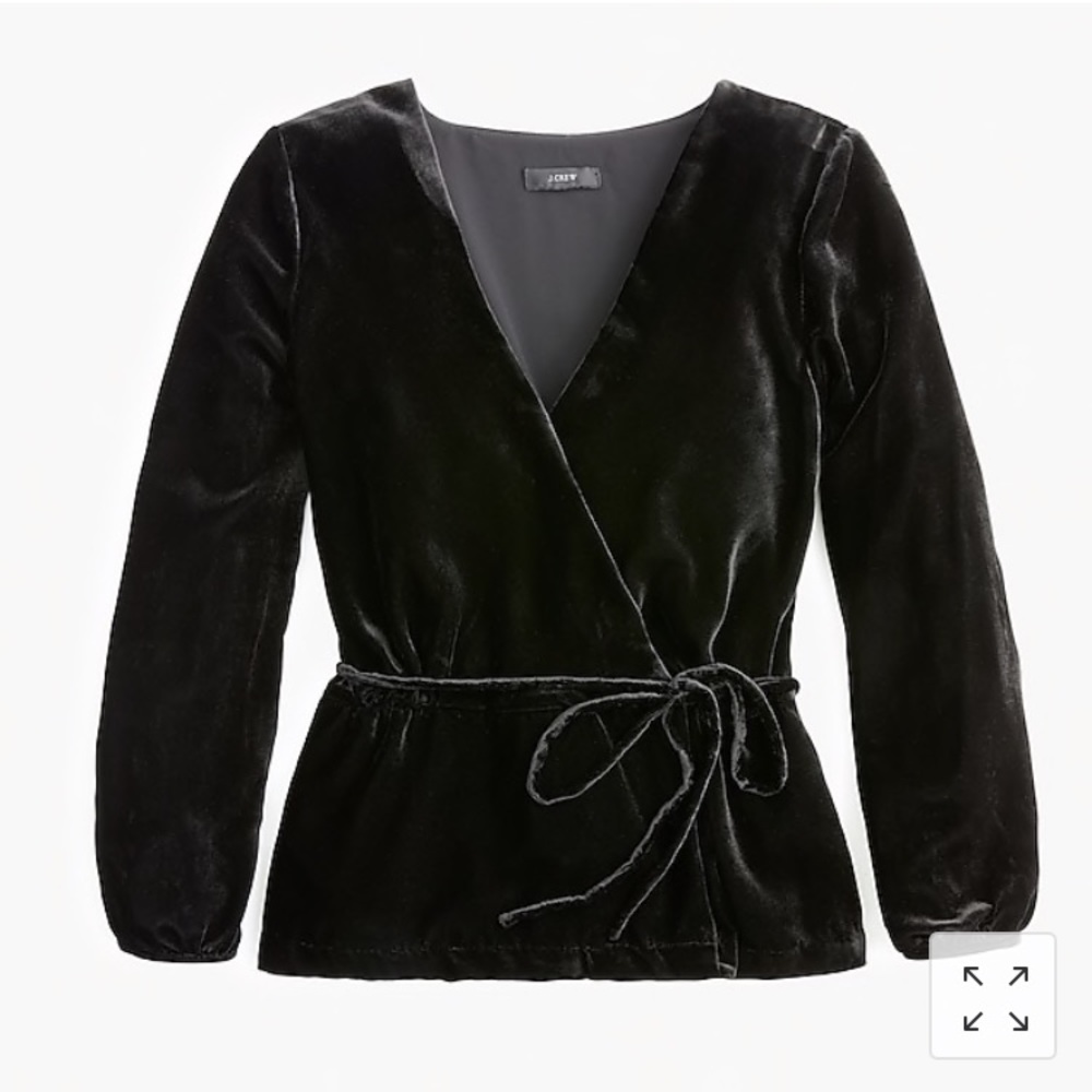 NWT J Crew velvet drape top with tie size 0 - Picture 2 of 4